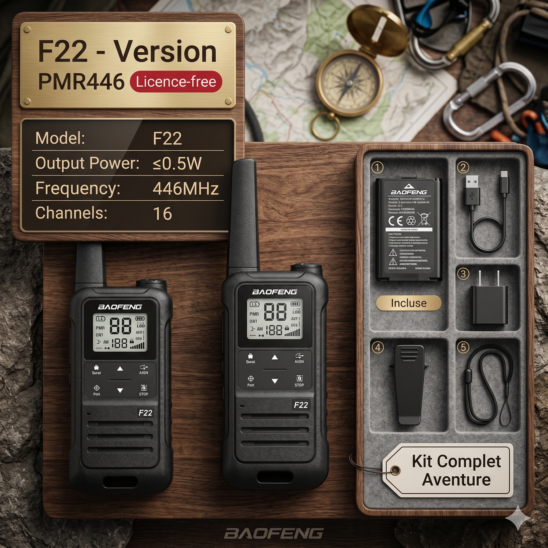 2X BAOFENG F22 TALKIE-WALKIES